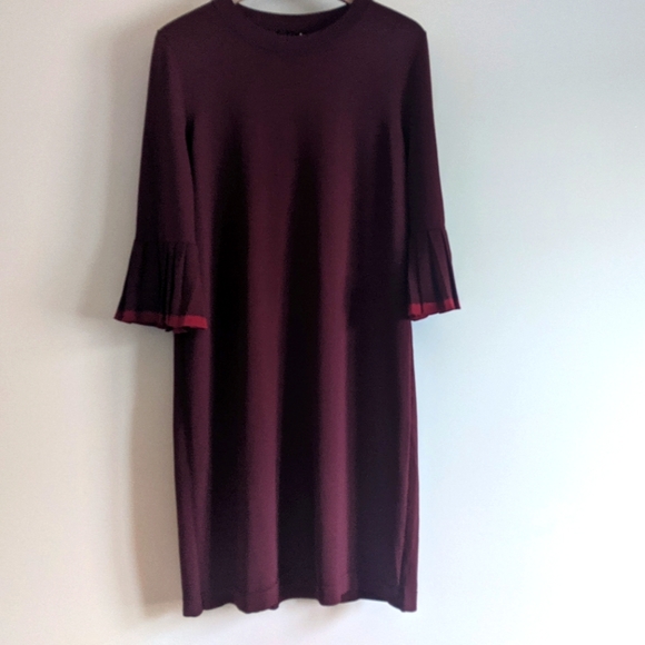 COS Burgundy Pleated Sleeve Dress - Picture 3 of 5